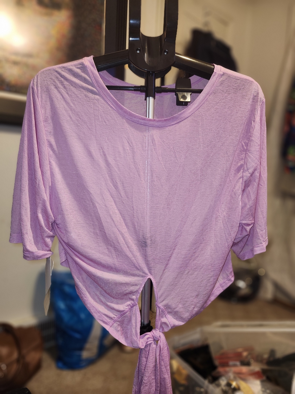Fabletics Lavender Tie-Front Crop Top